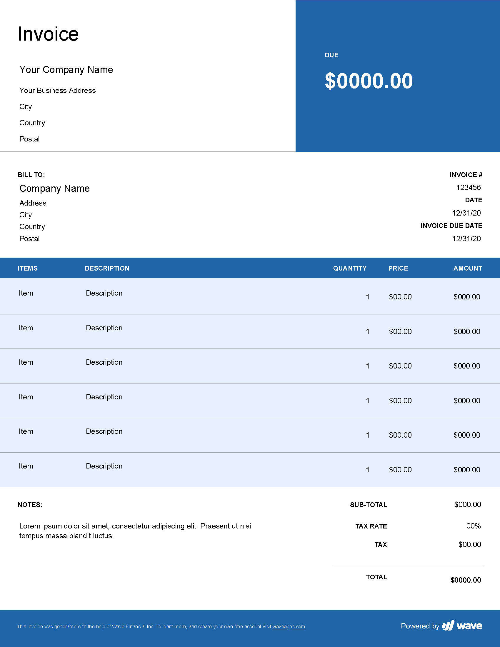 Contract labor invoice template - Wave Invoicing