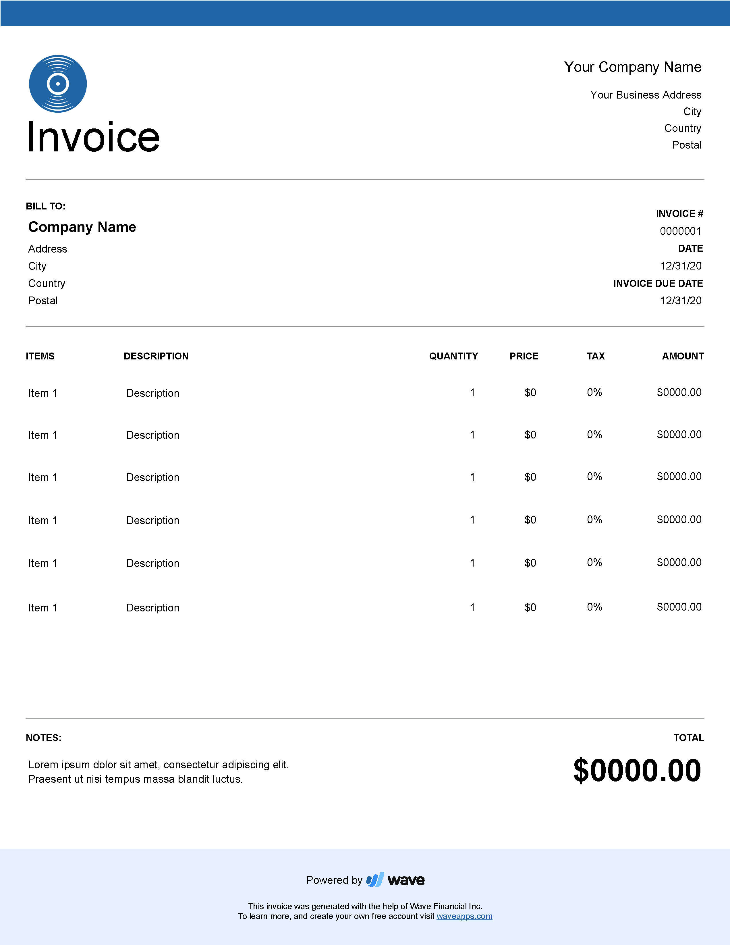 DJ invoice template - Wave Invoicing Intended For Invoice Template For Dj Services