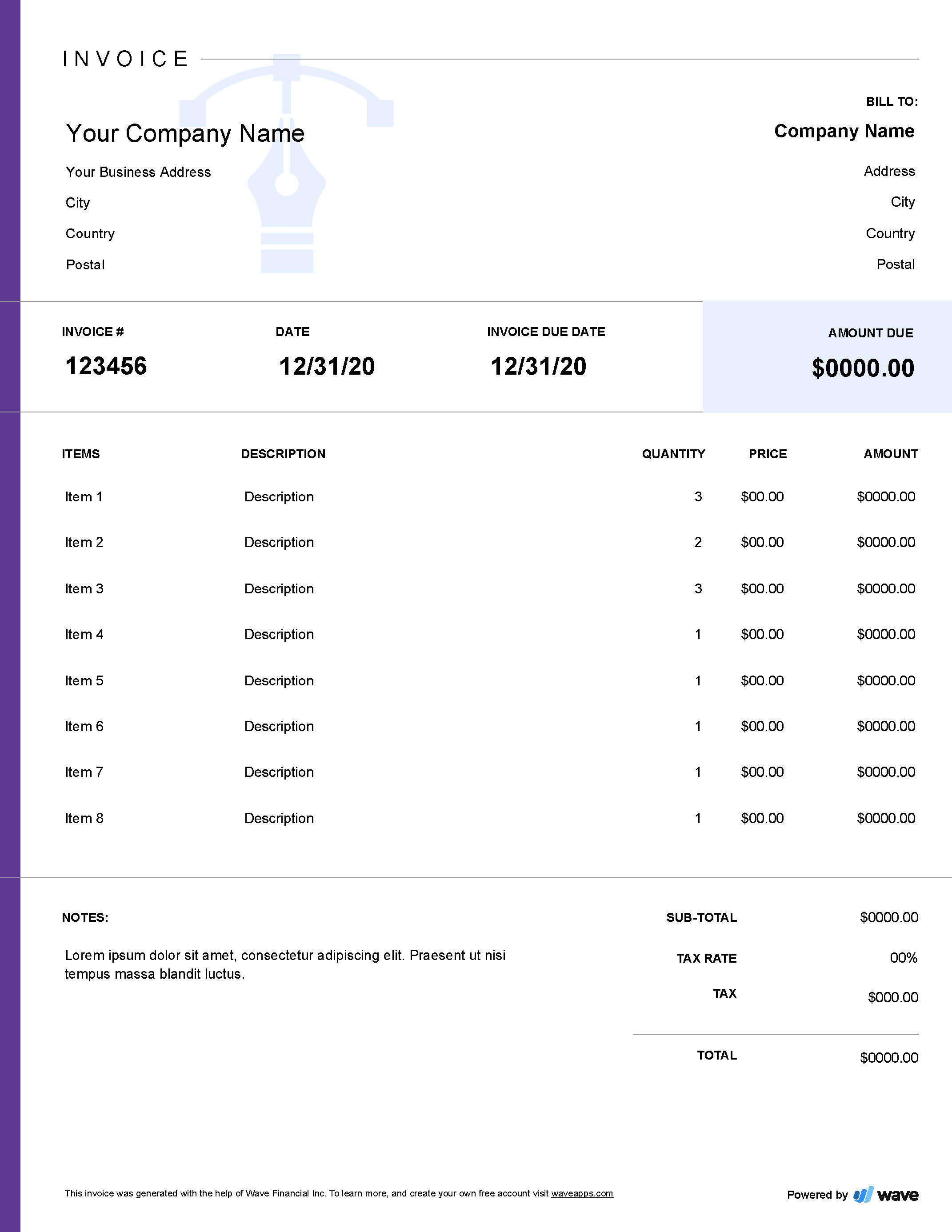 Invoice Template For Graphic Designer Freelance