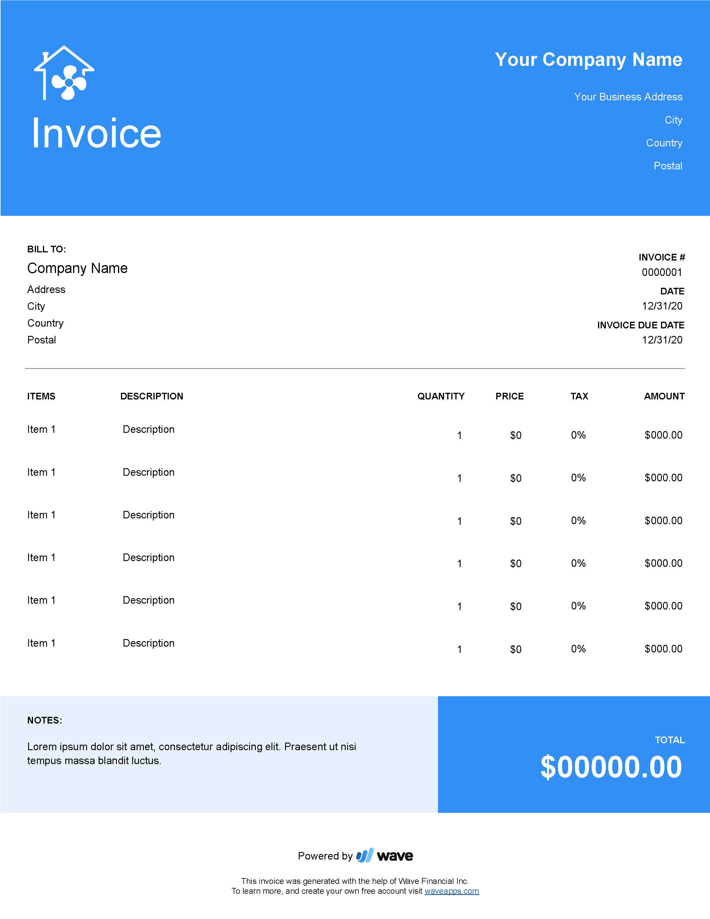 HVAC invoice template - Wave Invoicing Within Hvac Invoices Templates