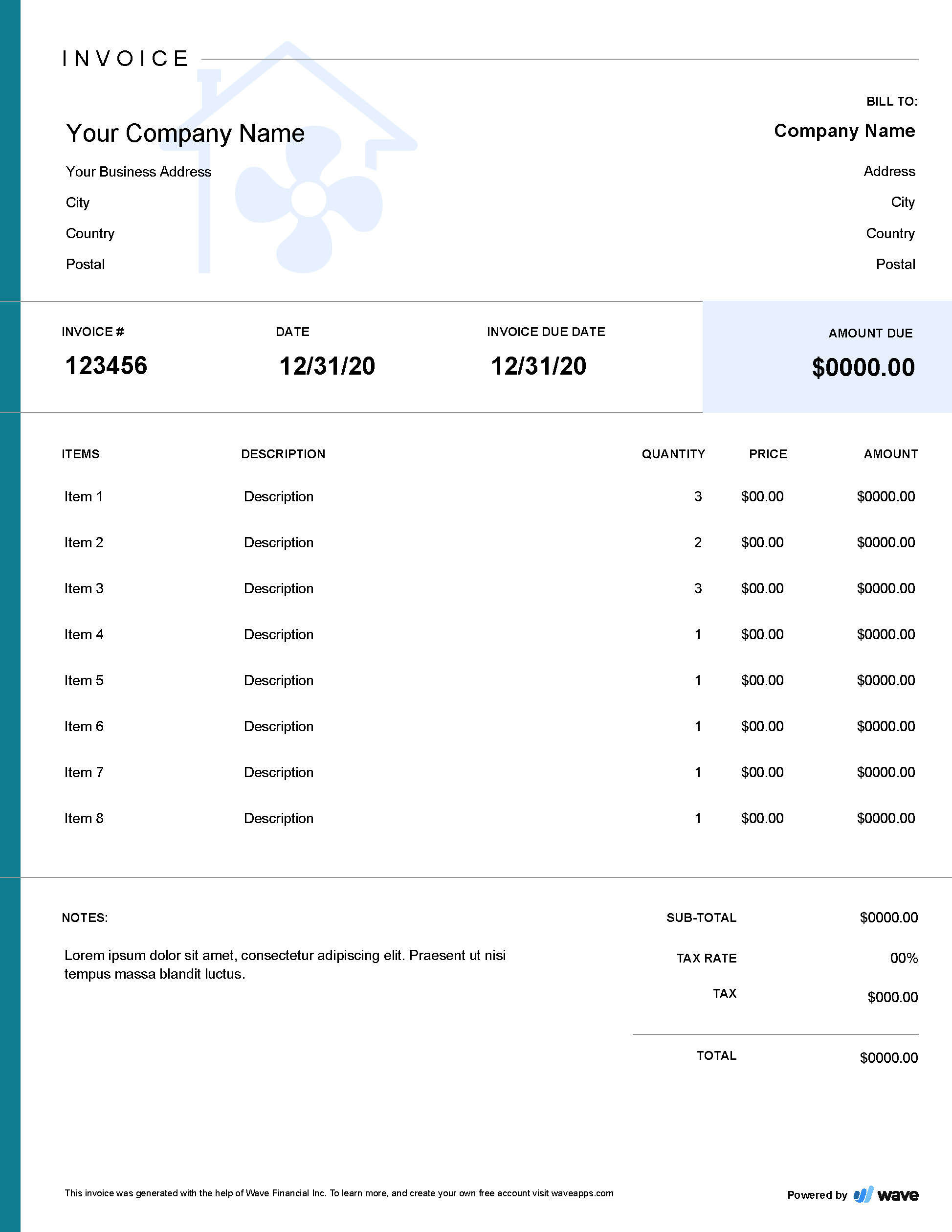 HVAC invoice template - Wave Invoicing With Regard To Hvac Invoices Templates