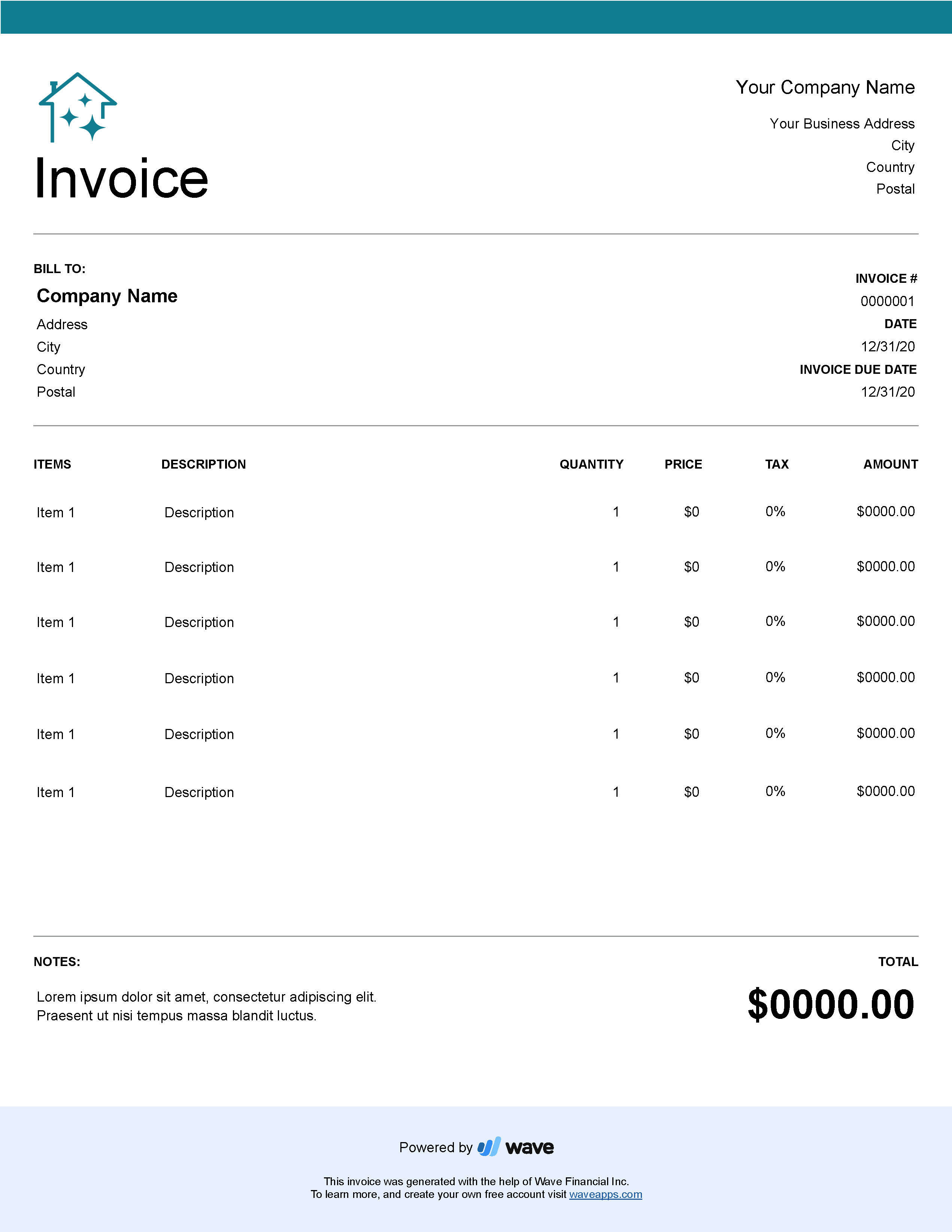 house cleaning invoice template wave invoicing