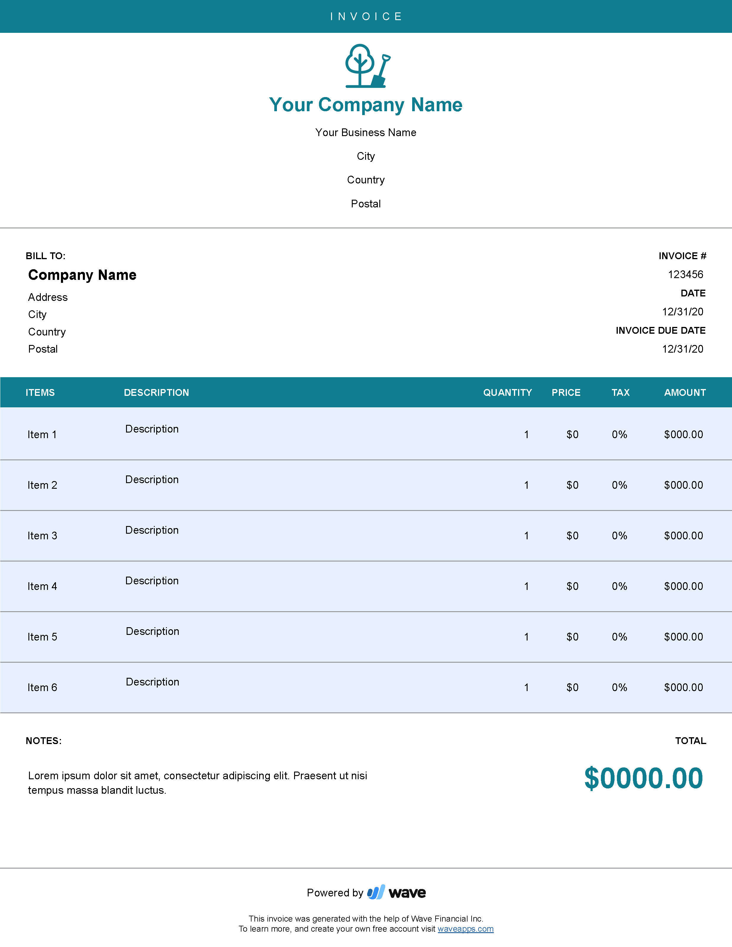 Gardening Invoice Template