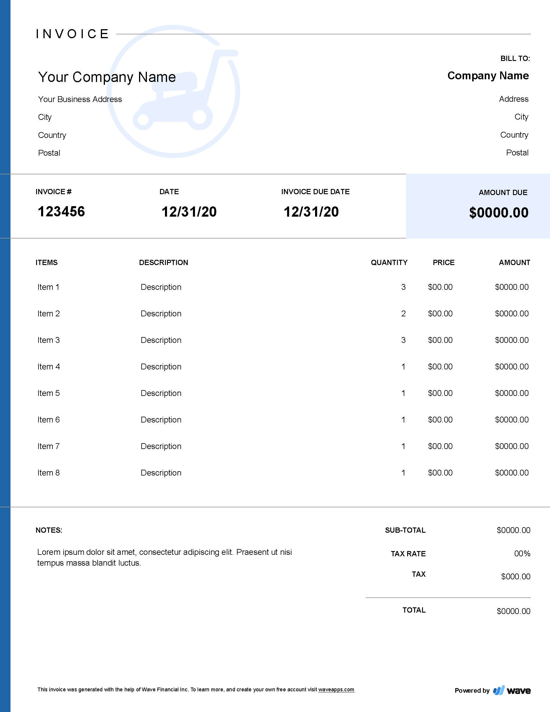 lawn care invoice template wave invoicing