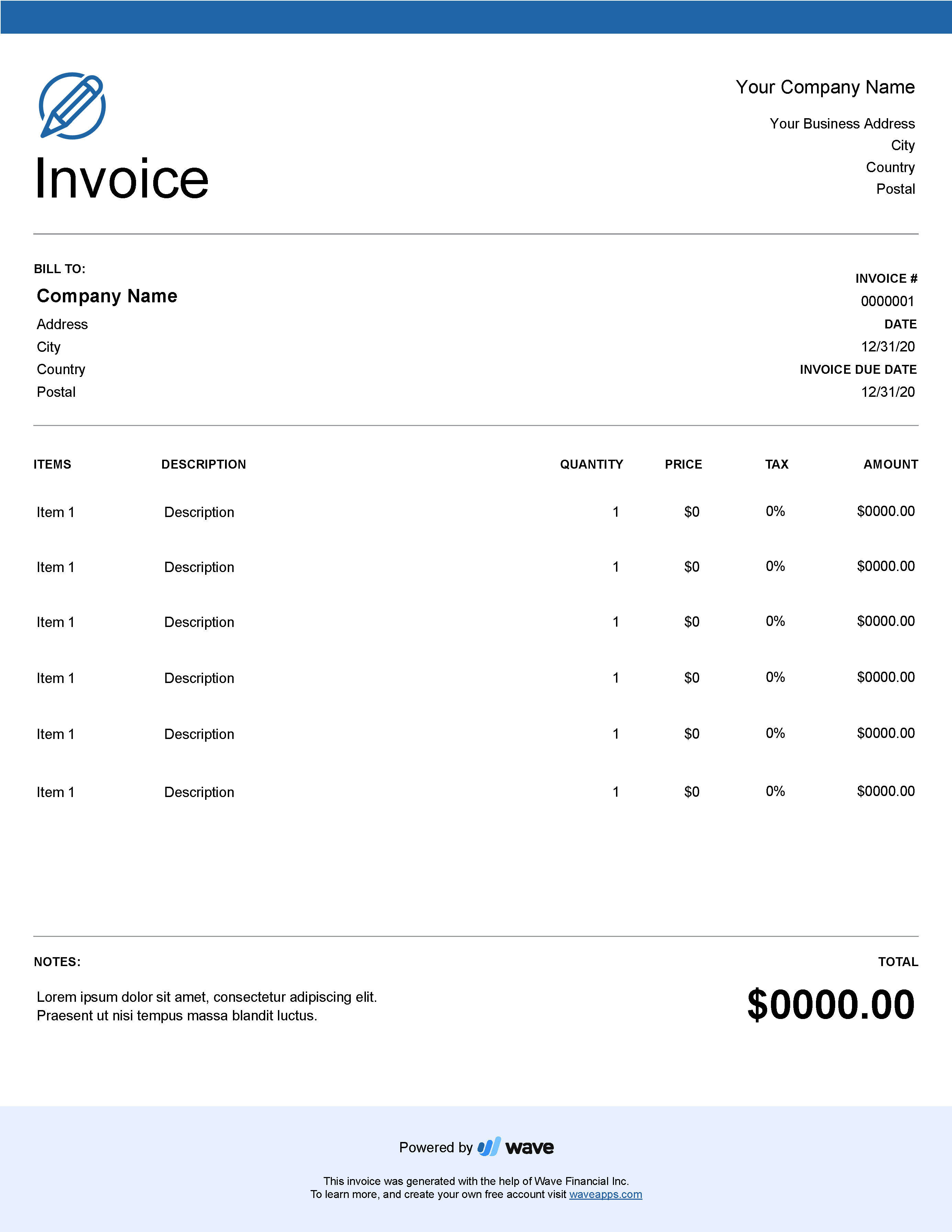 Logo Design Invoice Template Wave Invoicing