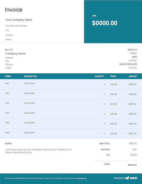 Free Ms Word Invoices Templates Smartsheet