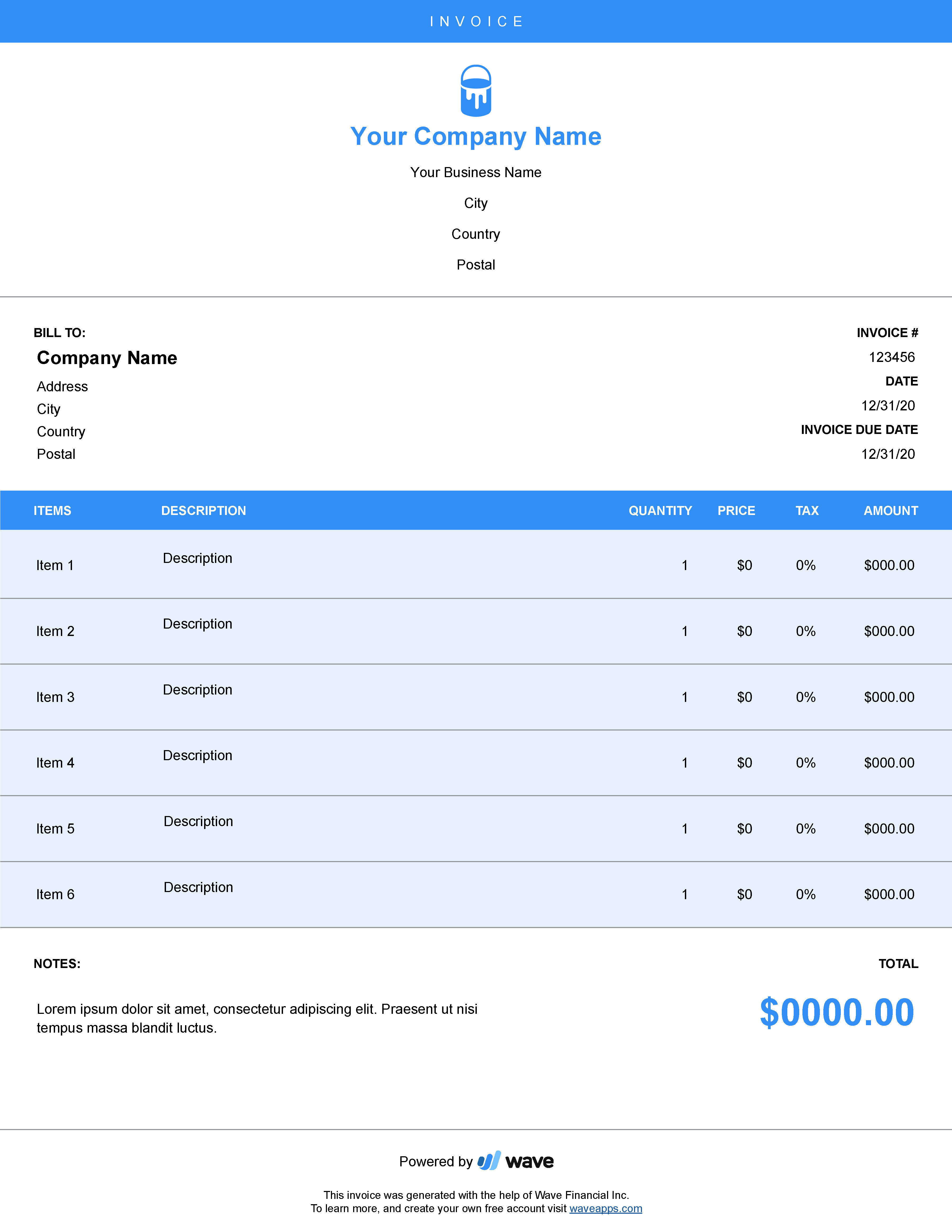 Painting Invoice Template Wave Invoicing   Painting Invoice Template 5 B 