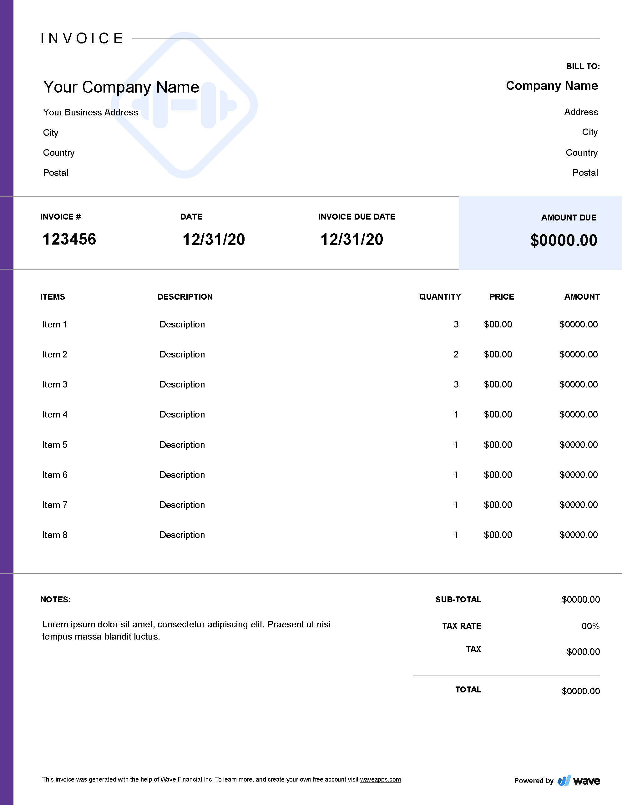 Personal Trainer Invoice Template Wave Invoicing