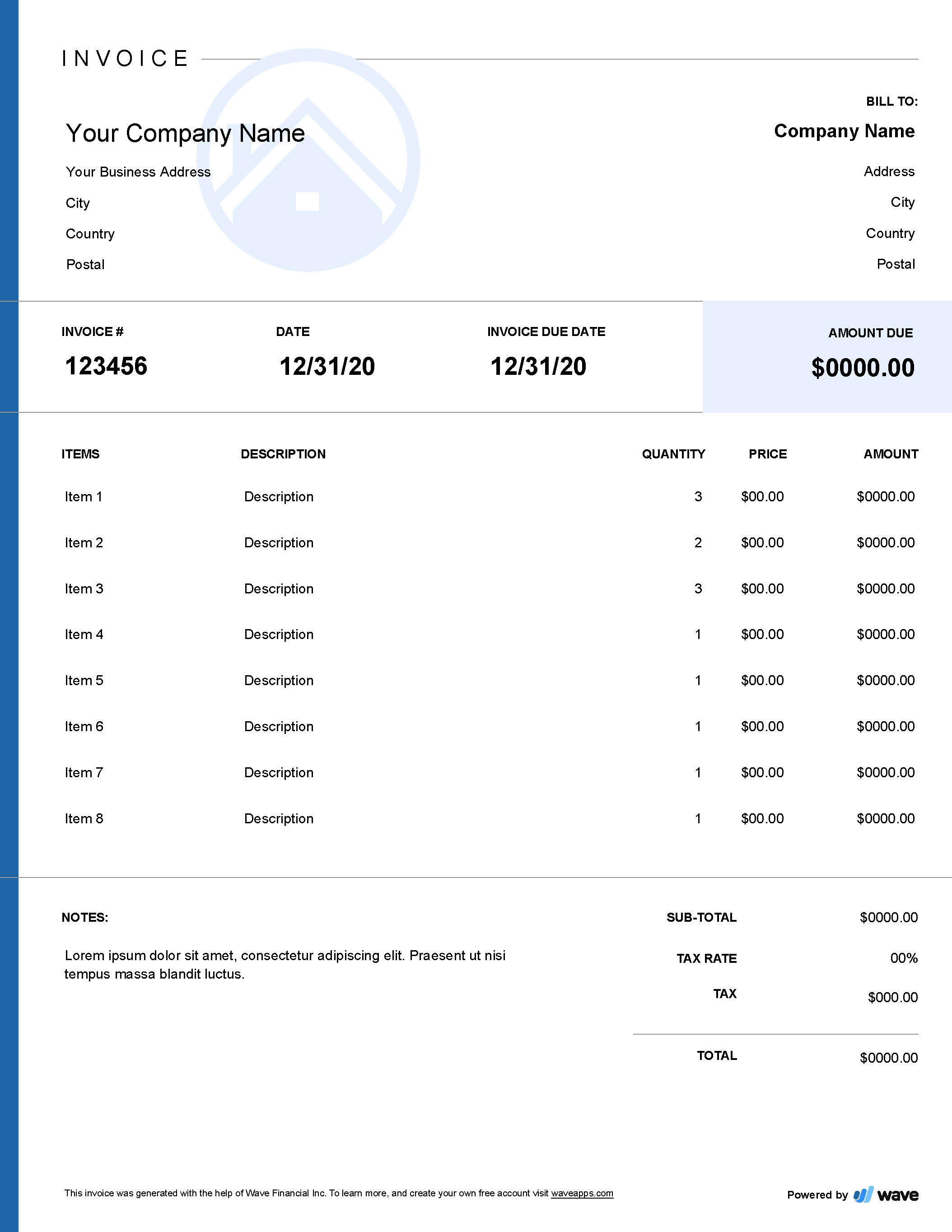 Roofing invoice template - Wave Invoicing For Free Roofing Invoice Template