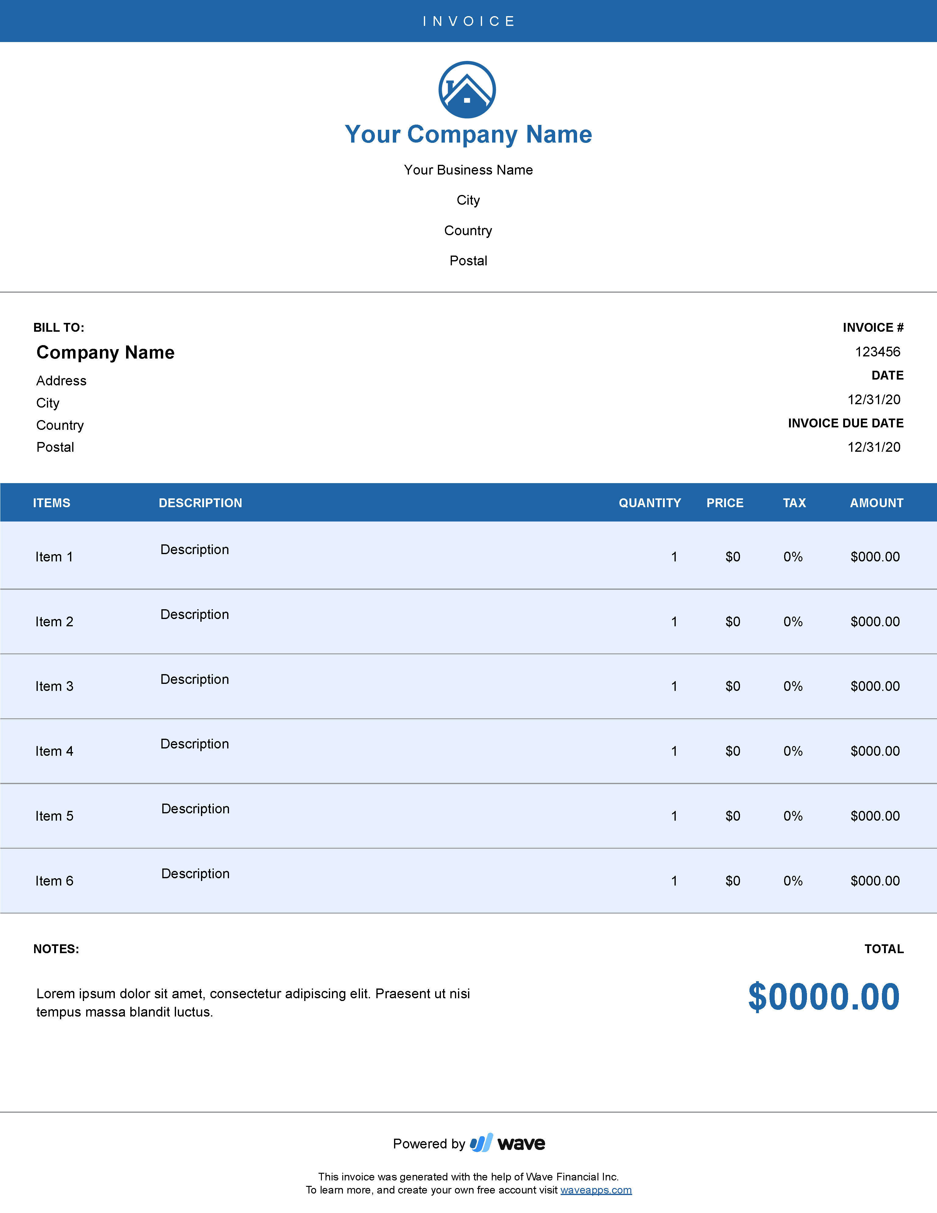 Roofing invoice template - Wave Invoicing With Free Roofing Invoice Template