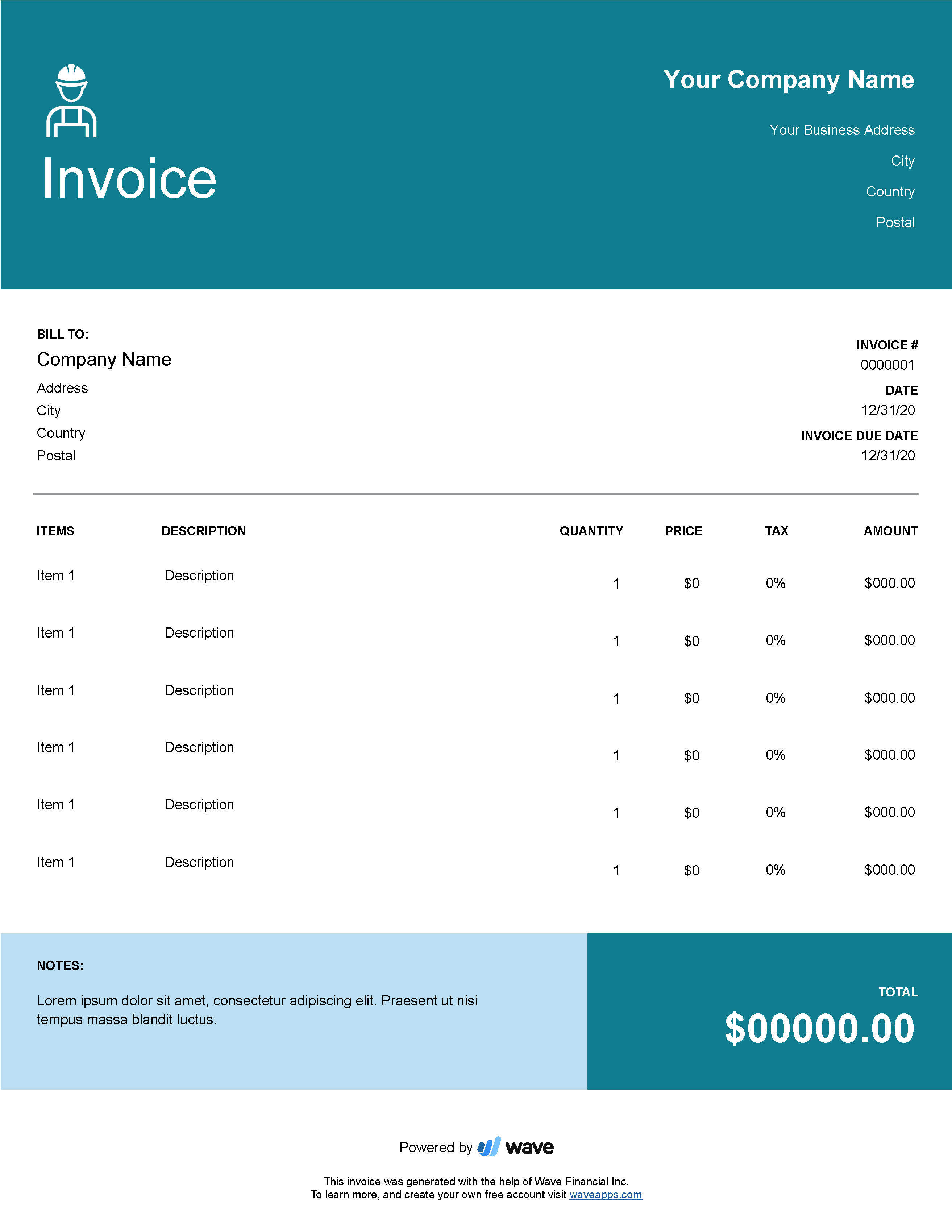 send a recipt wave invoices