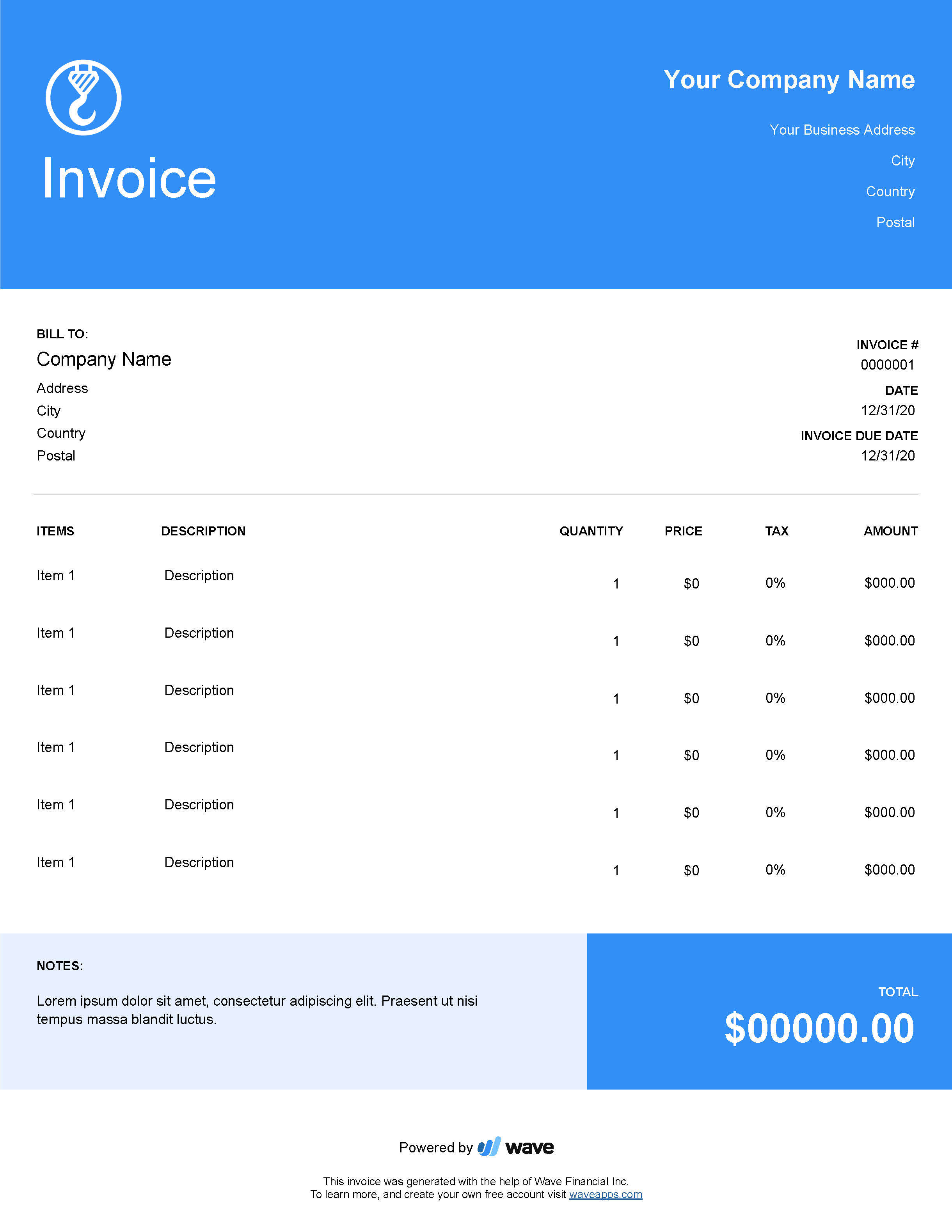 towing invoice template wave invoicing