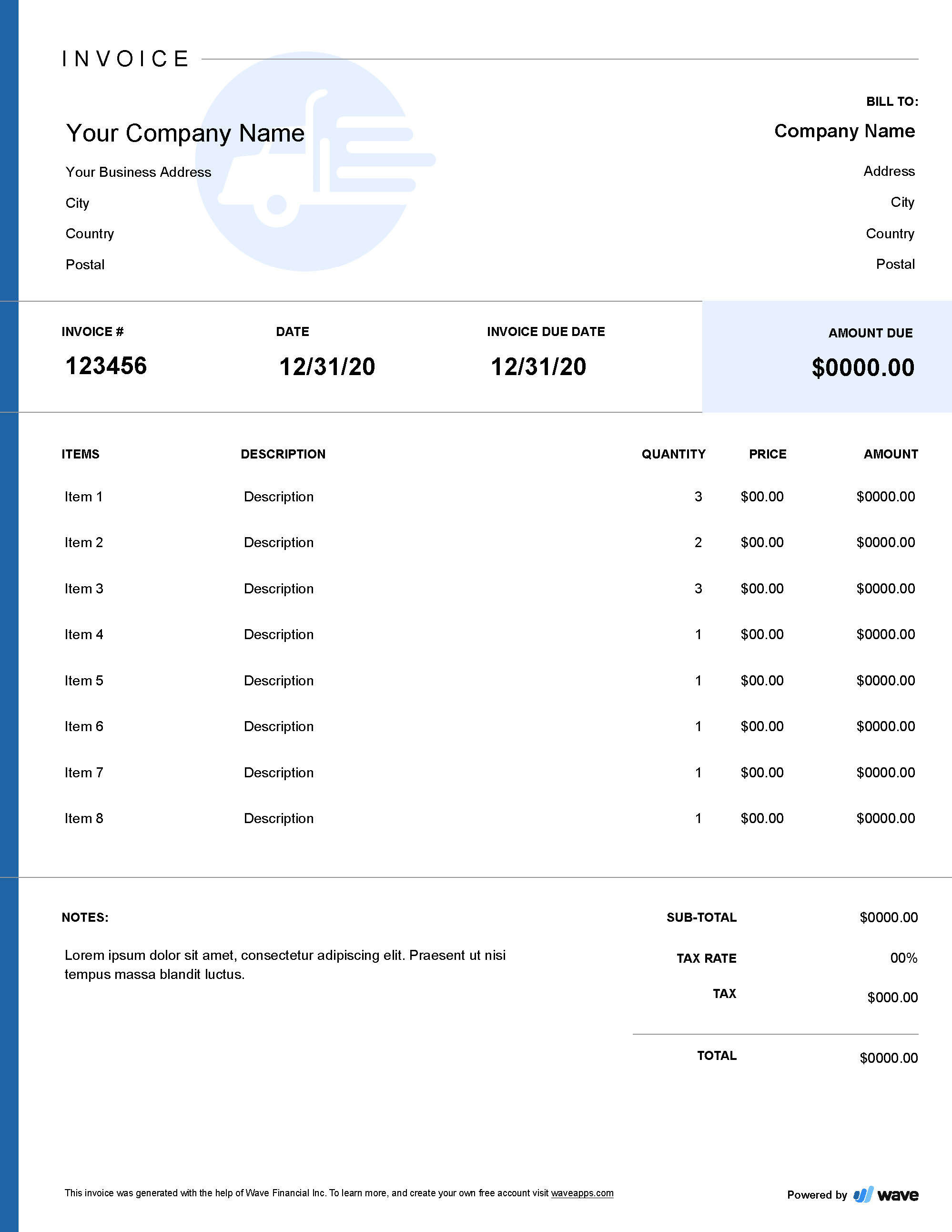Trucking Company Invoice Template Wave Invoicing Trucking Company Invoice Template Wave Invoicing