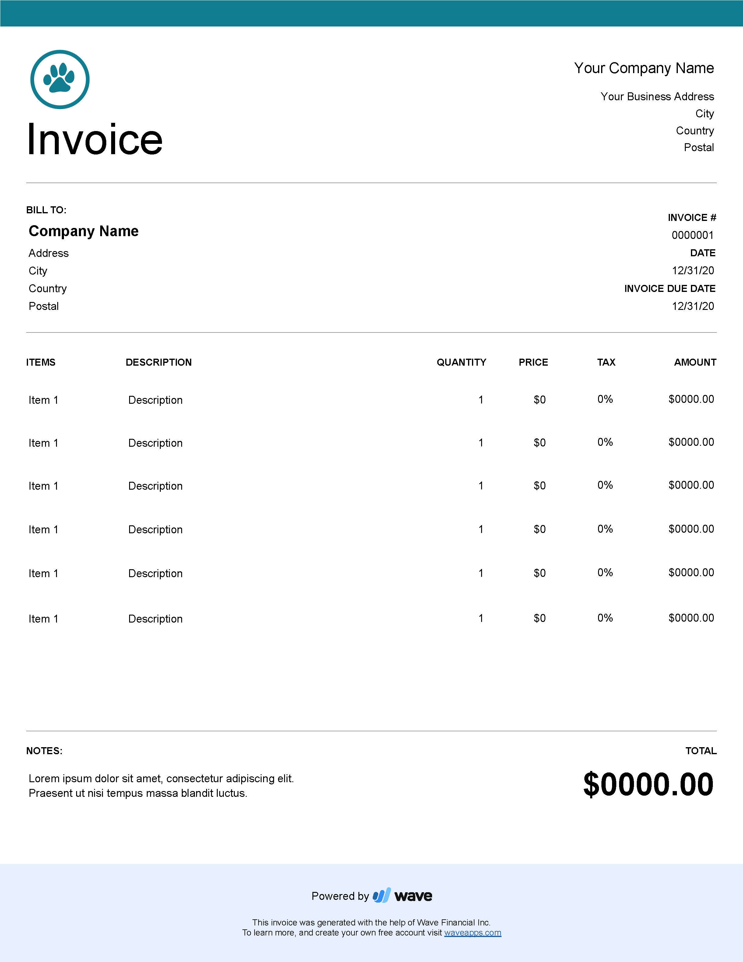 Veterinary invoice template - Wave Invoicing Within Veterinary Invoice Template