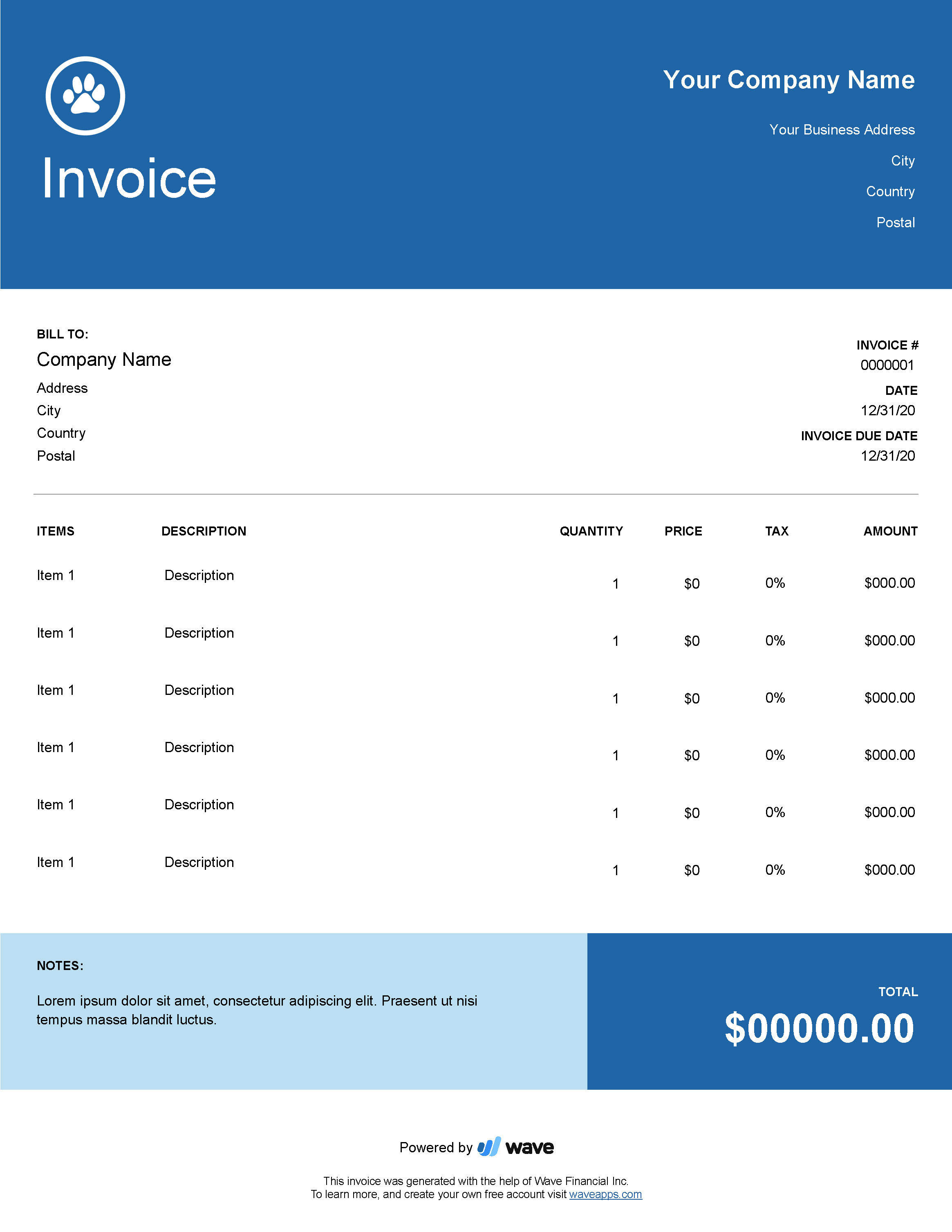 Veterinary invoice template - Wave Invoicing With Regard To Veterinary Invoice Template