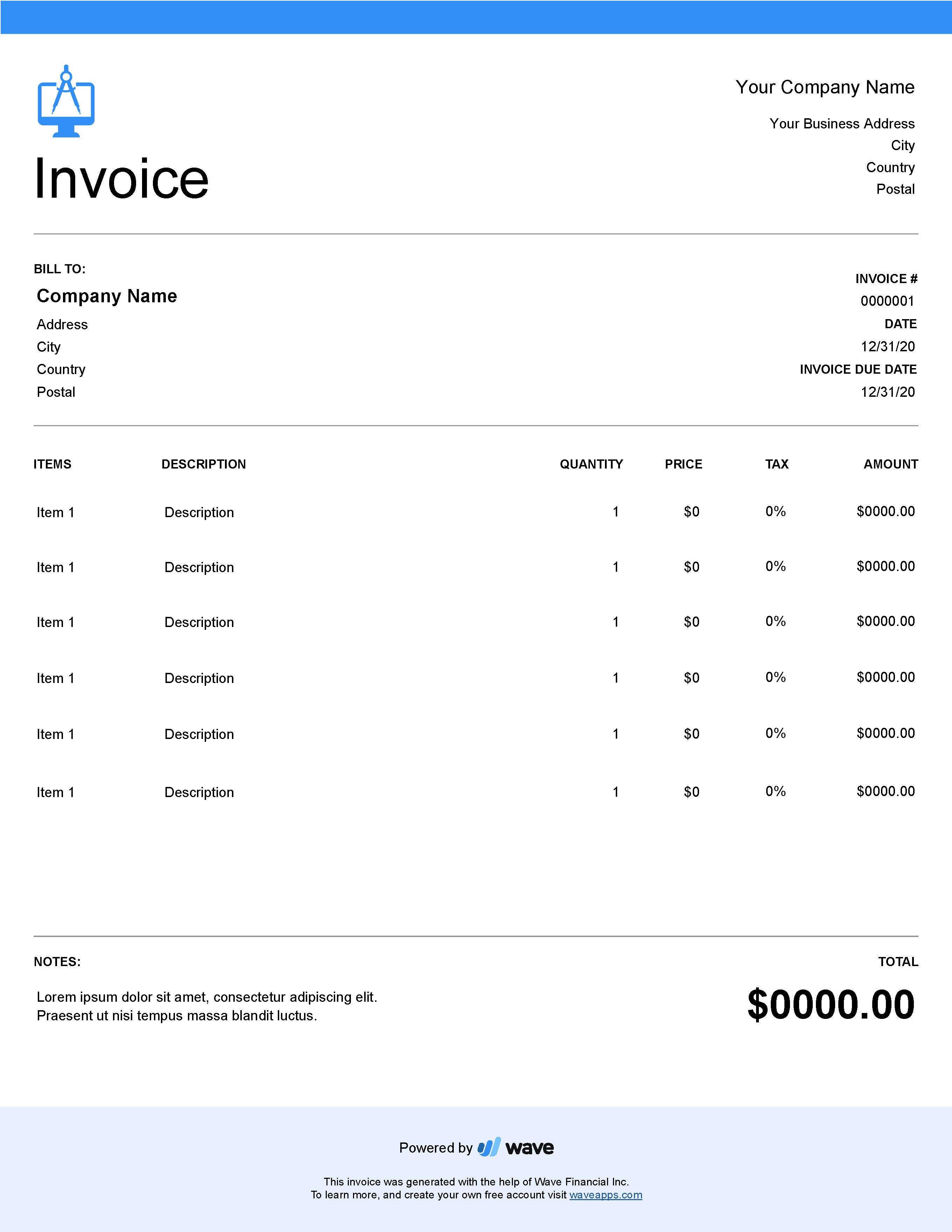 web invoice definition