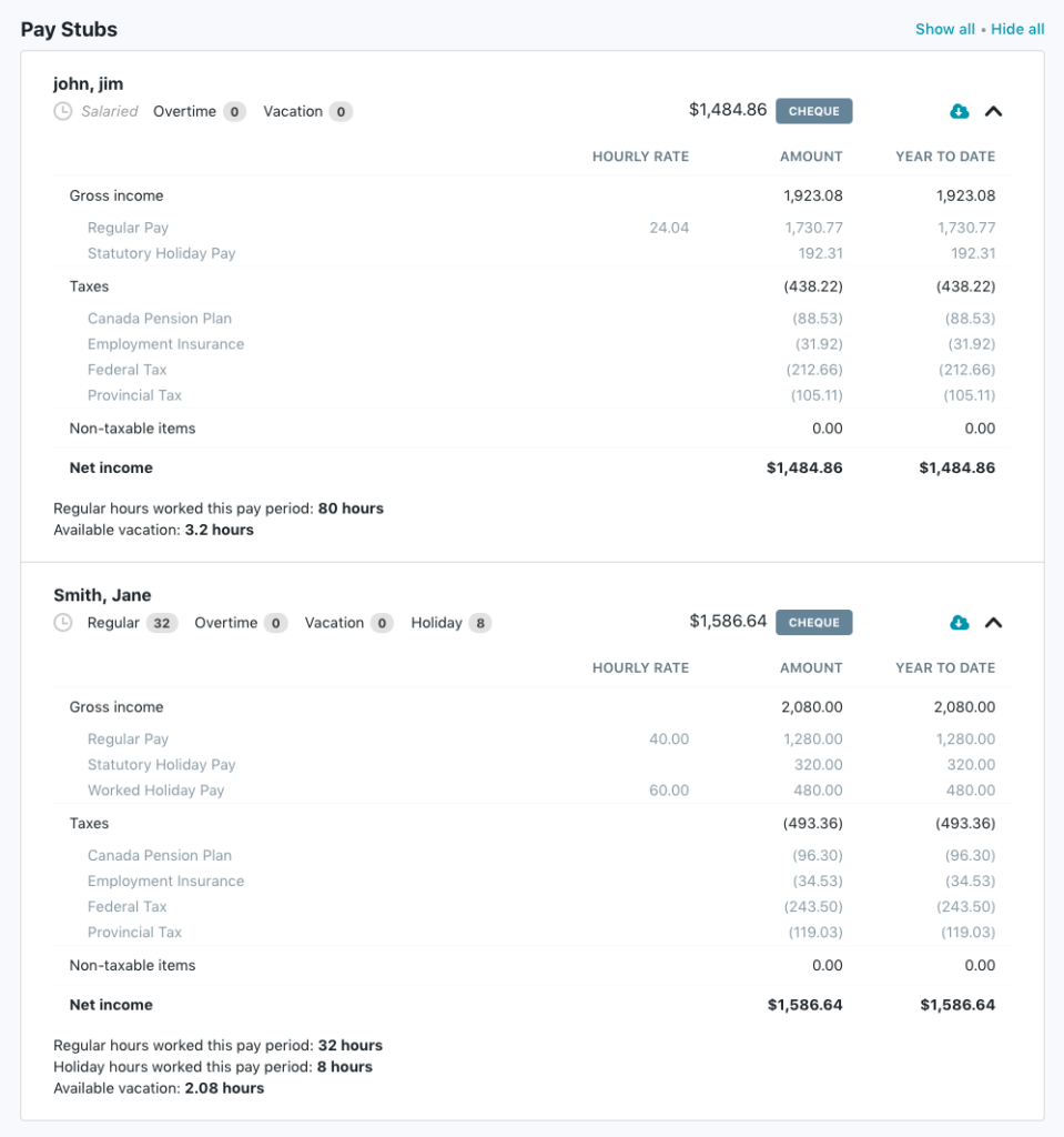 Pay Stub Example