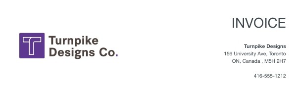 Part of an invoice - Header
